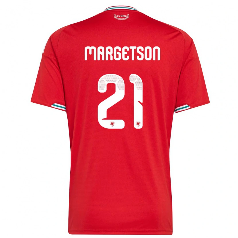 Danxen Pánské Wales Kit Margetson #21 Červená Bílá Zelená Domů Hráčské Dresy 26-28 Dres
