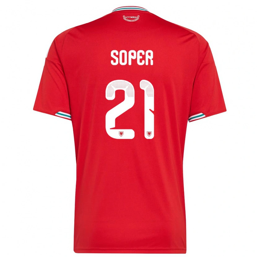 Danxen Pánské Wales Poppy Soper #21 Červená Bílá Zelená Domů Hráčské Dresy 26-28 Dres