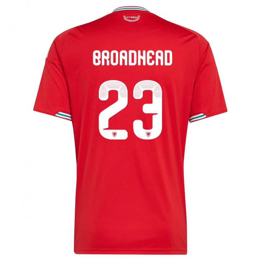 Danxen Pánské Wales Nathan Broadhead #23 Červená Bílá Zelená Domů Hráčské Dresy 26-28 Dres