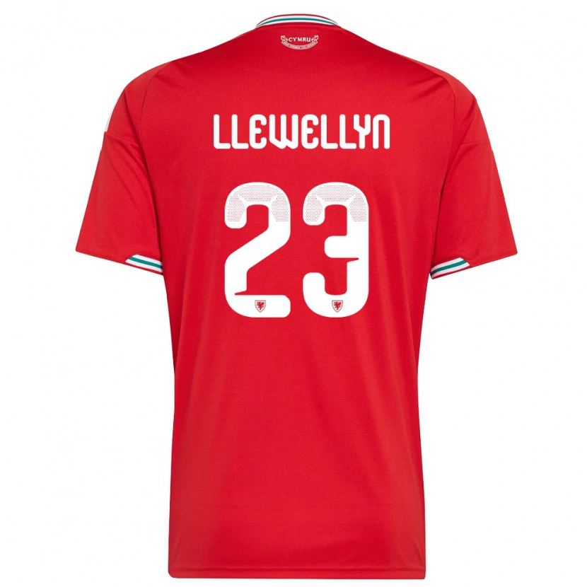 Danxen Pánské Wales Ffion Llewellyn #23 Červená Bílá Zelená Domů Hráčské Dresy 26-28 Dres