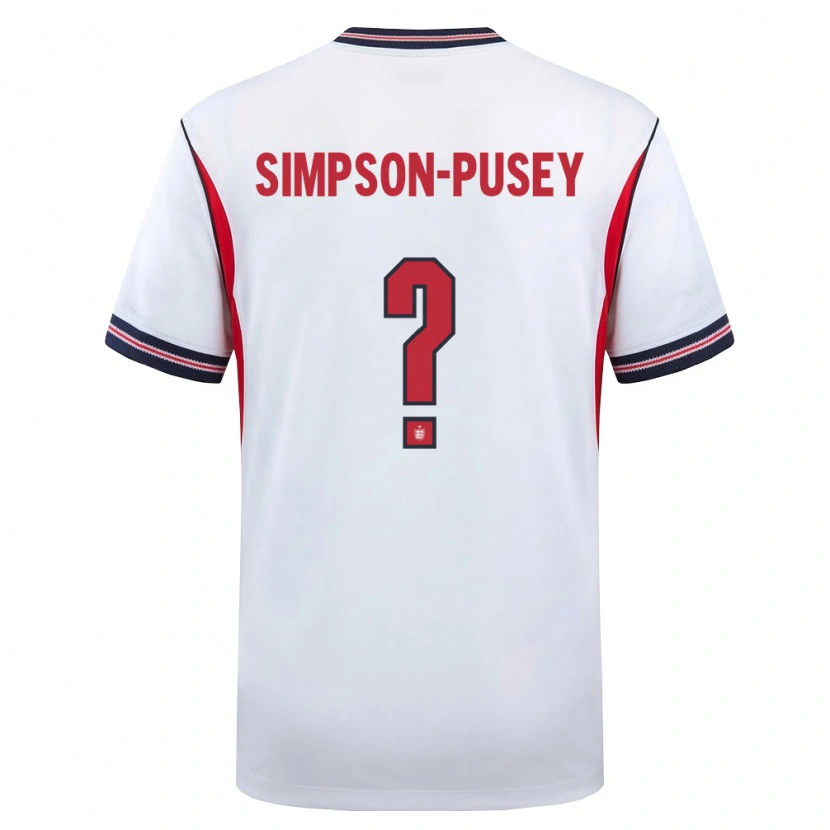 Danxen Pánské Anglie Jahmai Simpson-Pusey #0 Bílá Námořnická Červená Domů Hráčské Dresy 26-28 Dres