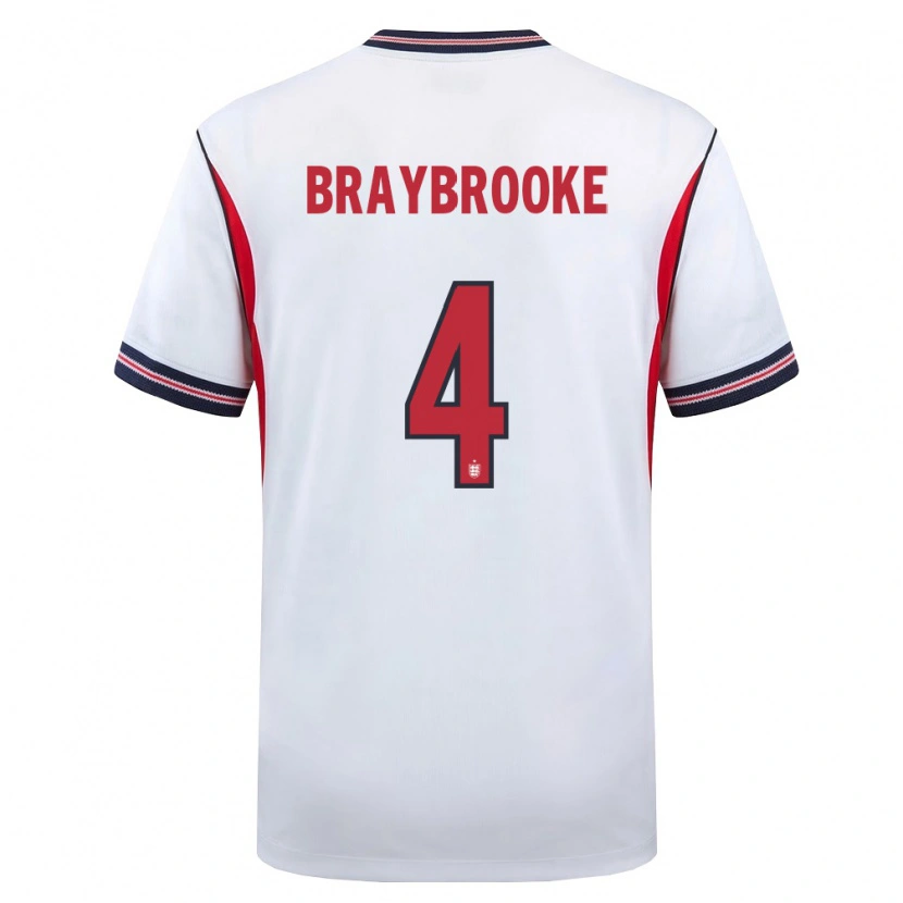 Danxen Pánské Anglie Samuel Braybrooke #4 Bílá Námořnická Červená Domů Hráčské Dresy 26-28 Dres