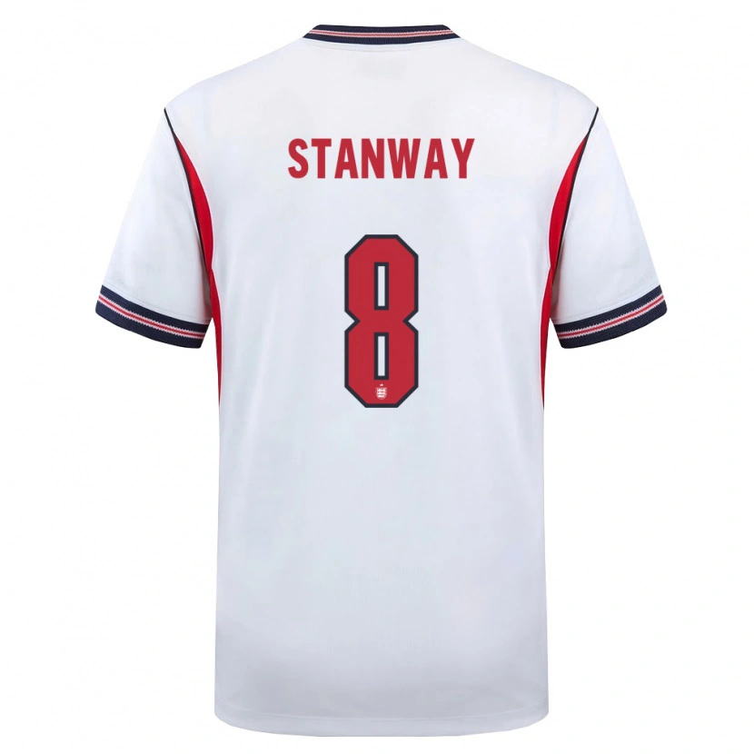 Danxen Pánské Anglie Georgia Stanway #8 Bílá Námořnická Červená Domů Hráčské Dresy 26-28 Dres