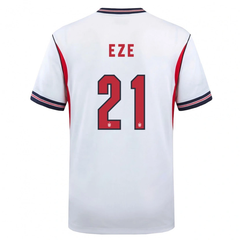 Danxen Pánské Anglie Eberechi Eze #21 Bílá Námořnická Červená Domů Hráčské Dresy 26-28 Dres