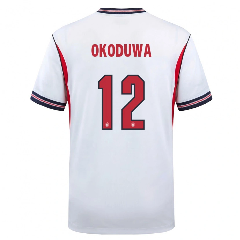 Danxen Pánské Anglie Wesley Okoduwa #12 Bílá Námořnická Červená Domů Hráčské Dresy 26-28 Dres