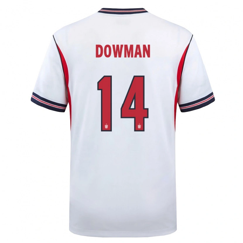 Danxen Pánské Anglie Max Dowman #14 Bílá Námořnická Červená Domů Hráčské Dresy 26-28 Dres