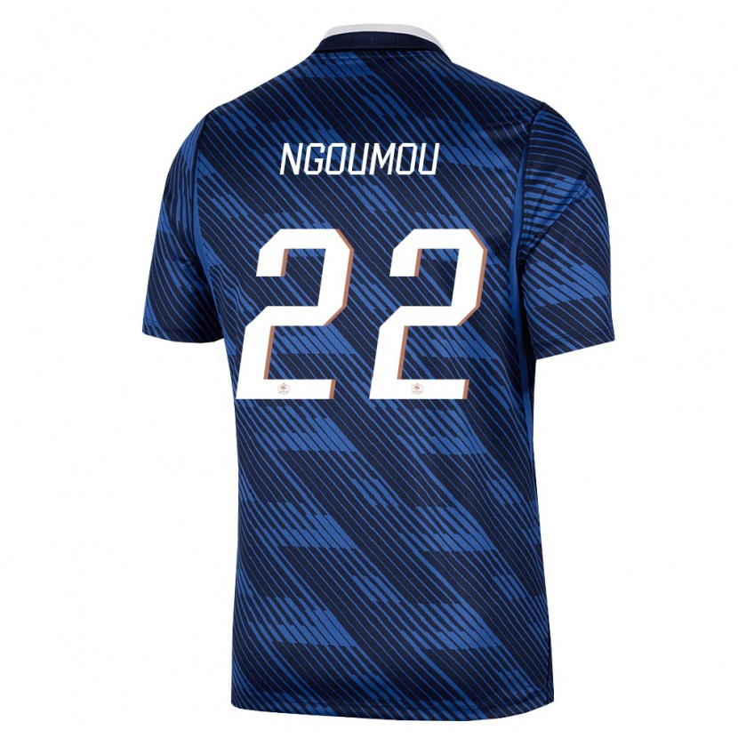 Danxen Pánské Francie Nathan Ngoumou #22 Námořnická Modrá Bílá Domů Hráčské Dresy 26-28 Dres