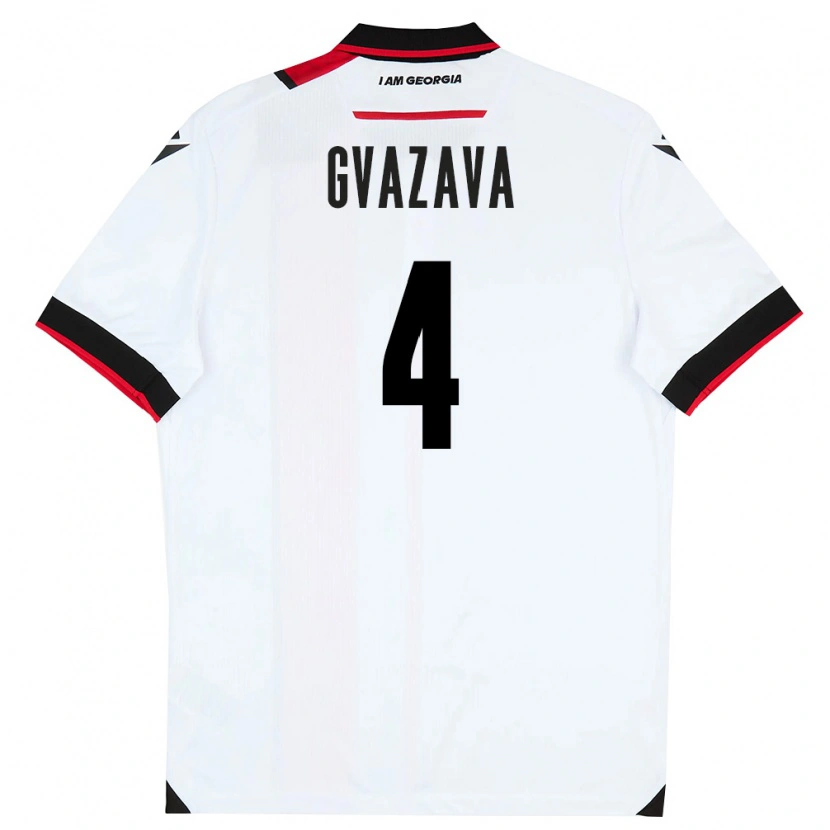 Danxen Pánské Georgia Nikoloz Gvazava #4 Bílá Černá Červená Domů Hráčské Dresy 26-28 Dres