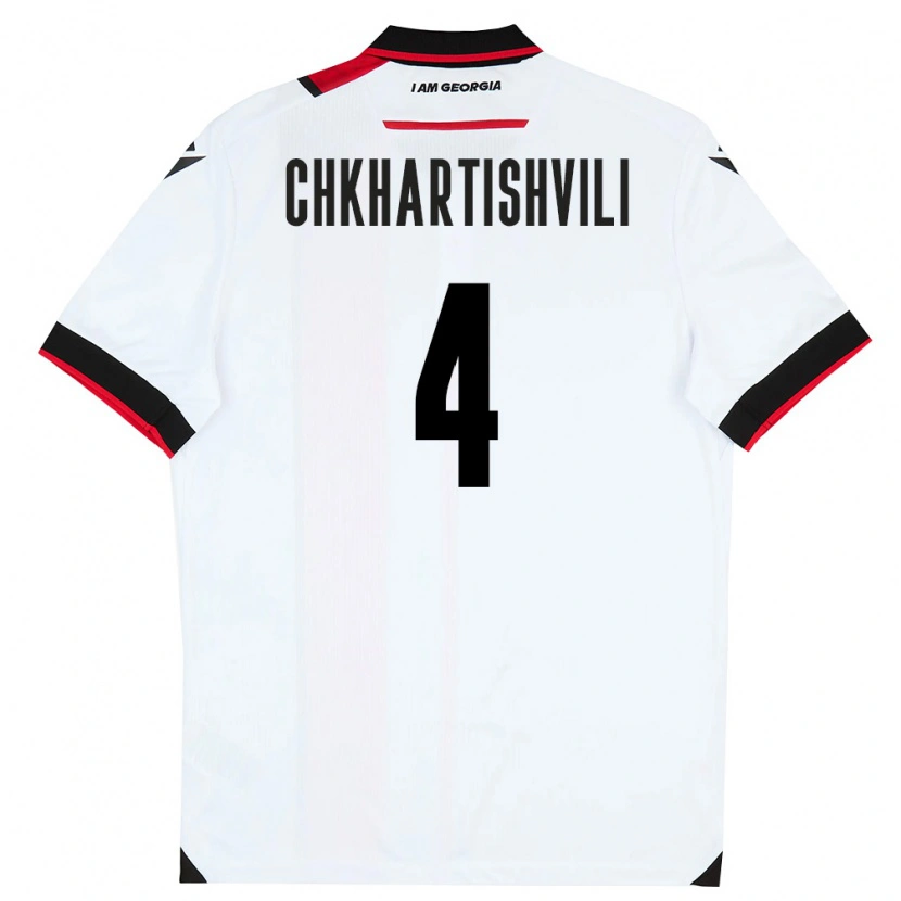 Danxen Pánské Georgia Nino Chkhartishvili #4 Bílá Černá Červená Domů Hráčské Dresy 26-28 Dres