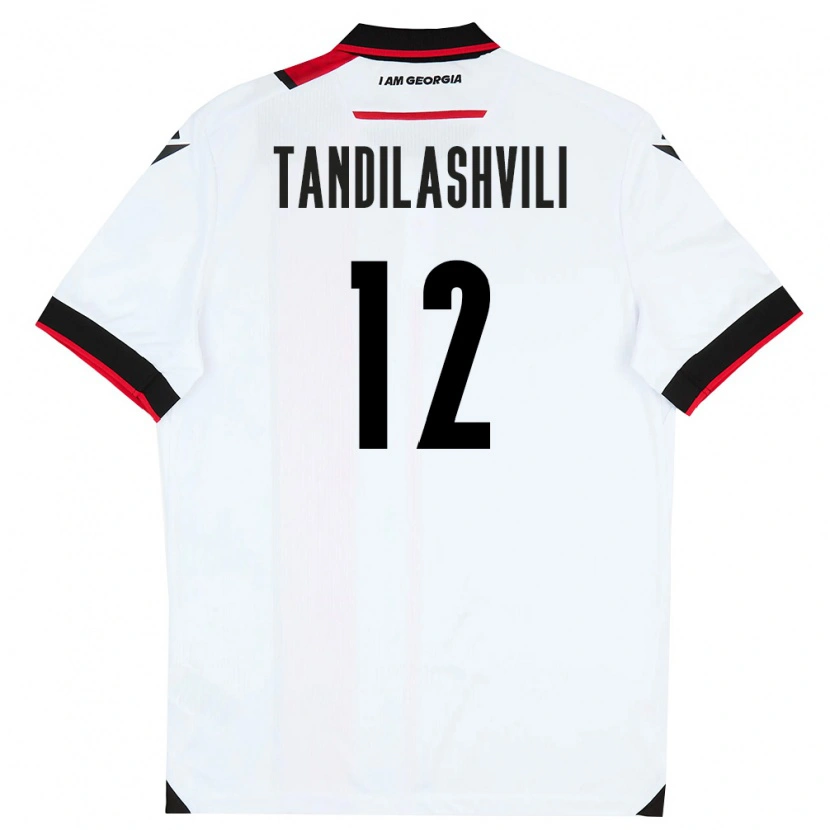 Danxen Pánské Georgia Levan Tandilashvili #12 Bílá Černá Červená Domů Hráčské Dresy 26-28 Dres