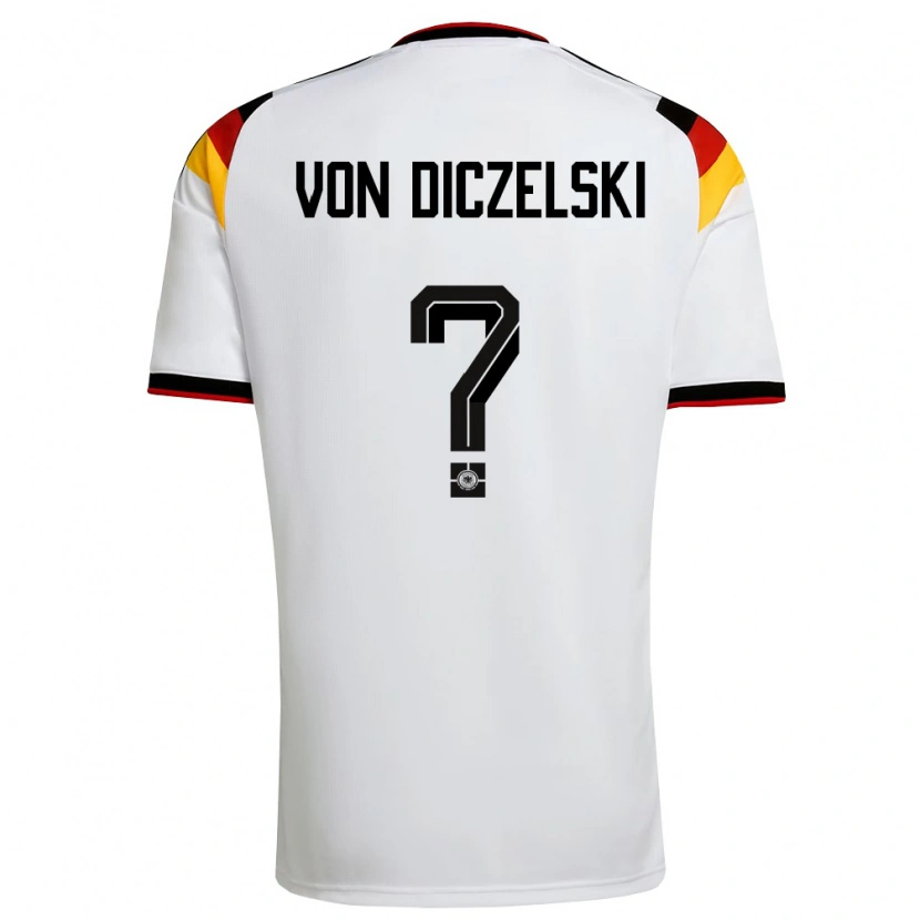 Danxen Pánské Německo Jannes Von Diczelski #0 Bílá Černá Červená Domů Hráčské Dresy 26-28 Dres