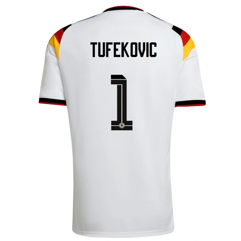 Danxen Pánské Německo Martina Tufekovic #1 Bílá Černá Červená Domů Hráčské Dresy 26-28 Dres