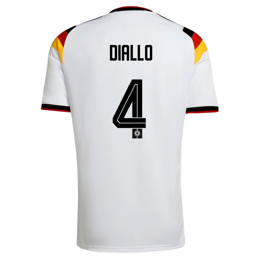 Danxen Pánské Německo Jerome Diallo #4 Bílá Černá Červená Domů Hráčské Dresy 26-28 Dres