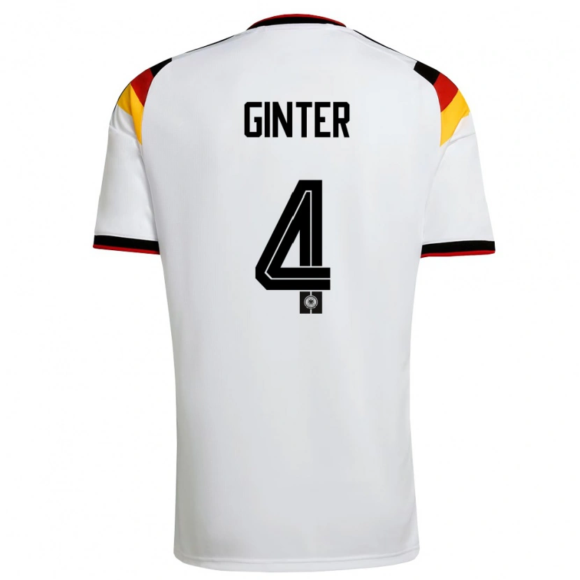 Danxen Pánské Německo Matthias Ginter #4 Bílá Černá Červená Domů Hráčské Dresy 26-28 Dres