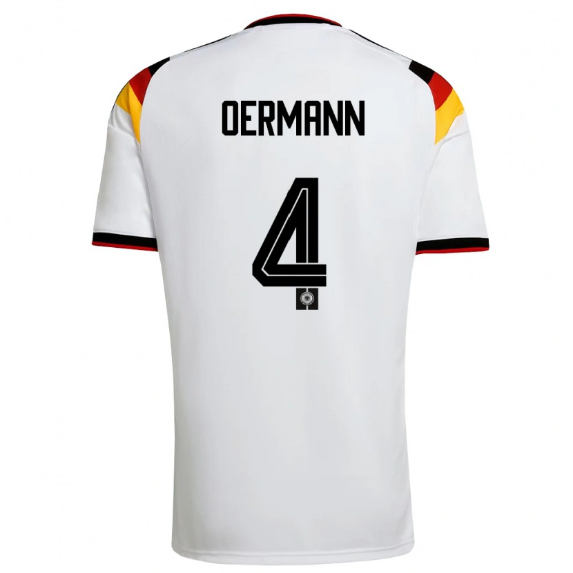 Danxen Pánské Německo Tim Oermann #4 Bílá Černá Červená Domů Hráčské Dresy 26-28 Dres