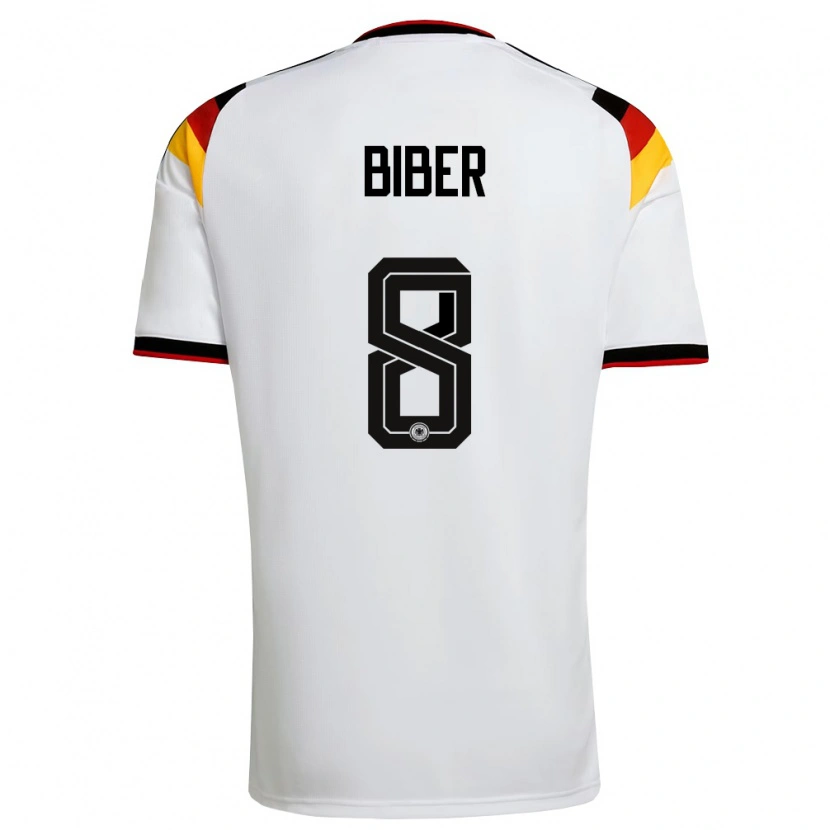 Danxen Pánské Německo Edin Biber #8 Bílá Černá Červená Domů Hráčské Dresy 26-28 Dres