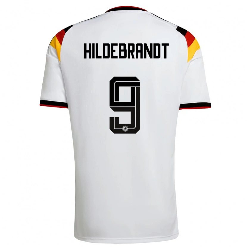 Danxen Pánské Německo Niklas Hildebrandt #9 Bílá Černá Červená Domů Hráčské Dresy 26-28 Dres
