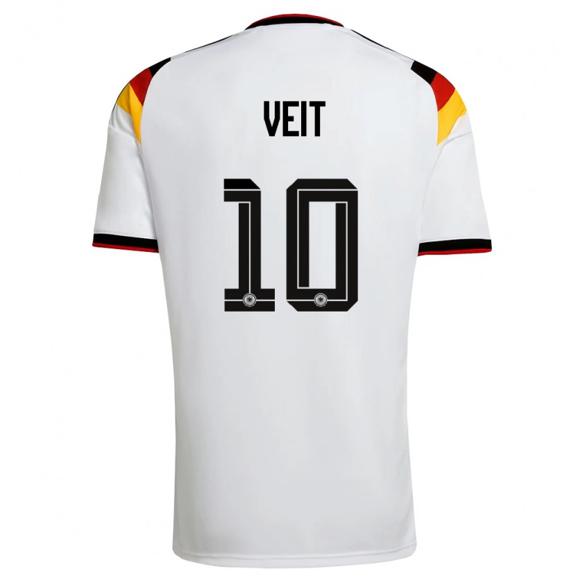Danxen Pánské Německo Jannik Veit #10 Bílá Černá Červená Domů Hráčské Dresy 26-28 Dres