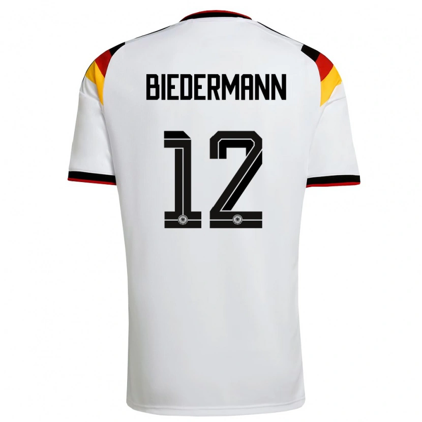 Danxen Pánské Německo Nico Biedermann #12 Bílá Černá Červená Domů Hráčské Dresy 26-28 Dres