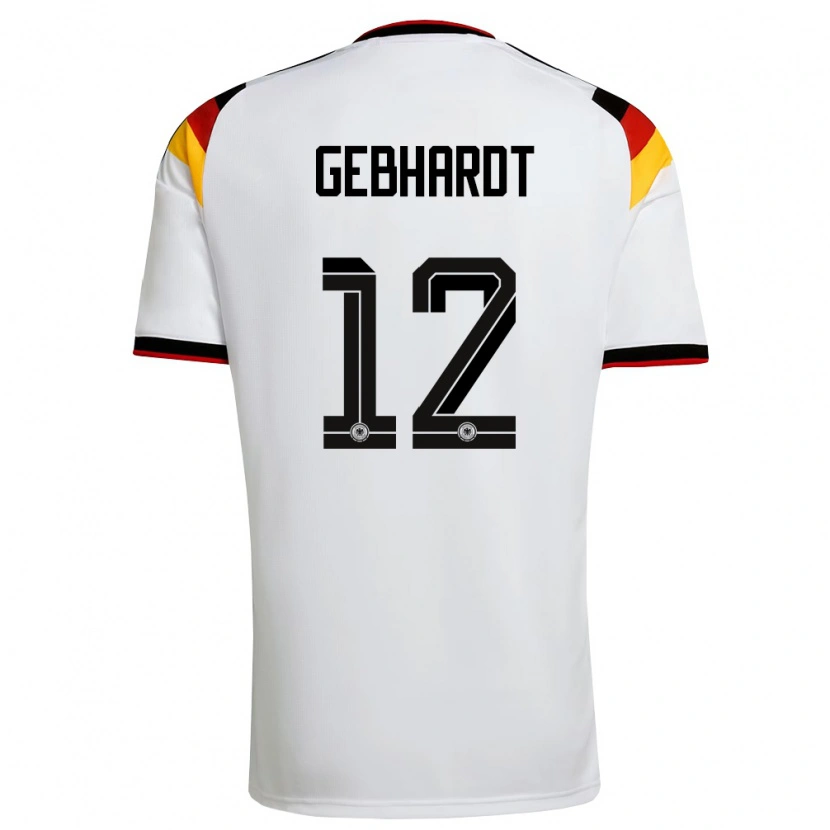 Danxen Pánské Německo Felix Gebhardt #12 Bílá Černá Červená Domů Hráčské Dresy 26-28 Dres