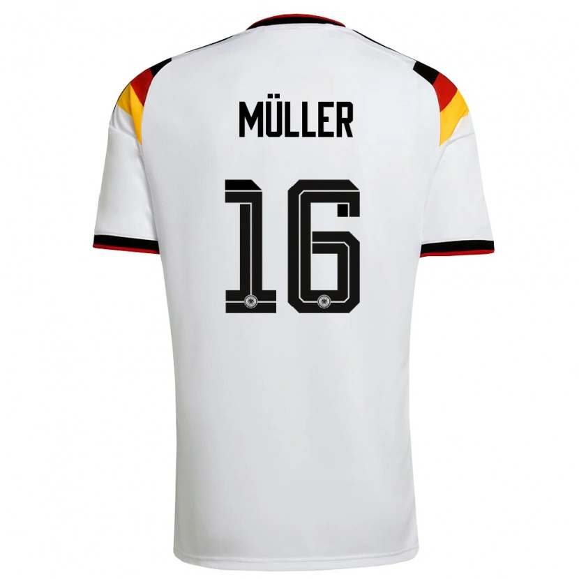 Danxen Pánské Německo Ruben Müller #16 Bílá Černá Červená Domů Hráčské Dresy 26-28 Dres