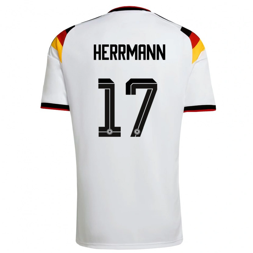 Danxen Pánské Německo Charles Herrmann #17 Bílá Černá Červená Domů Hráčské Dresy 26-28 Dres
