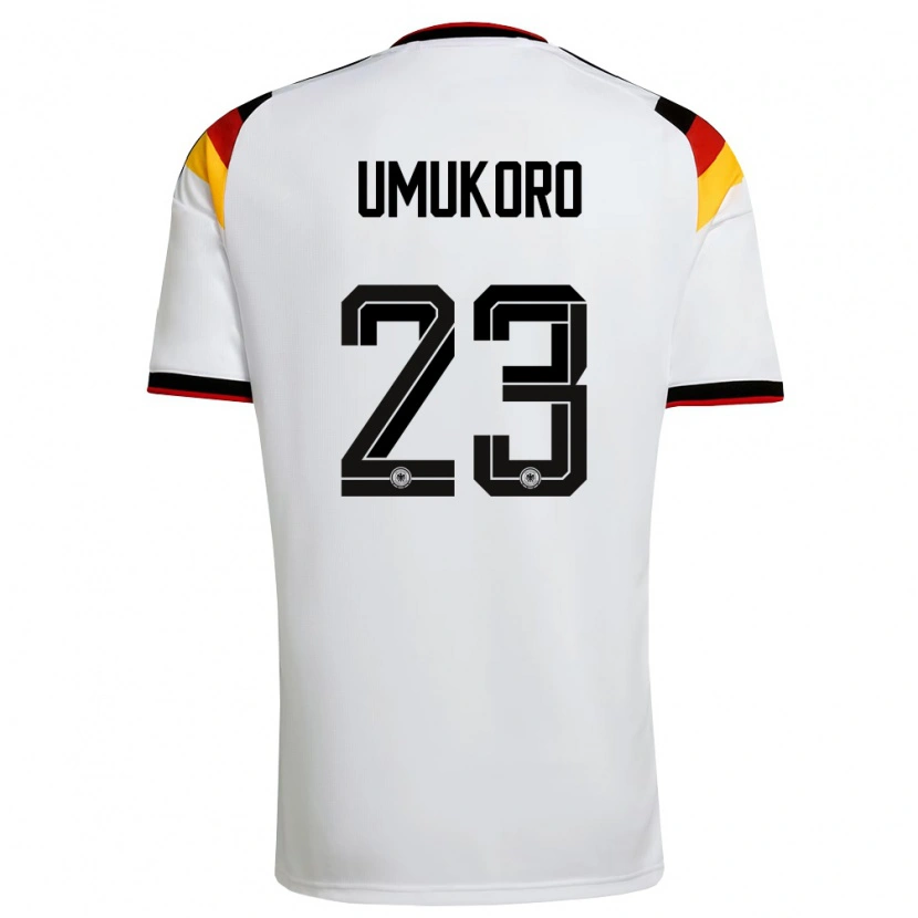 Danxen Pánské Německo Jayden Umukoro #23 Bílá Černá Červená Domů Hráčské Dresy 26-28 Dres