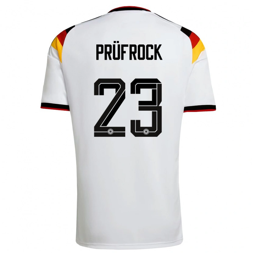 Danxen Pánské Německo Silas Prüfrock #23 Bílá Černá Červená Domů Hráčské Dresy 26-28 Dres