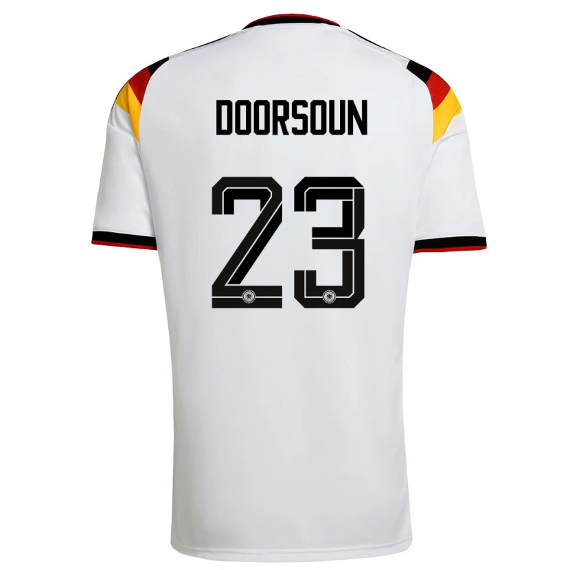 Danxen Pánské Německo Sara Doorsoun #23 Bílá Černá Červená Domů Hráčské Dresy 26-28 Dres