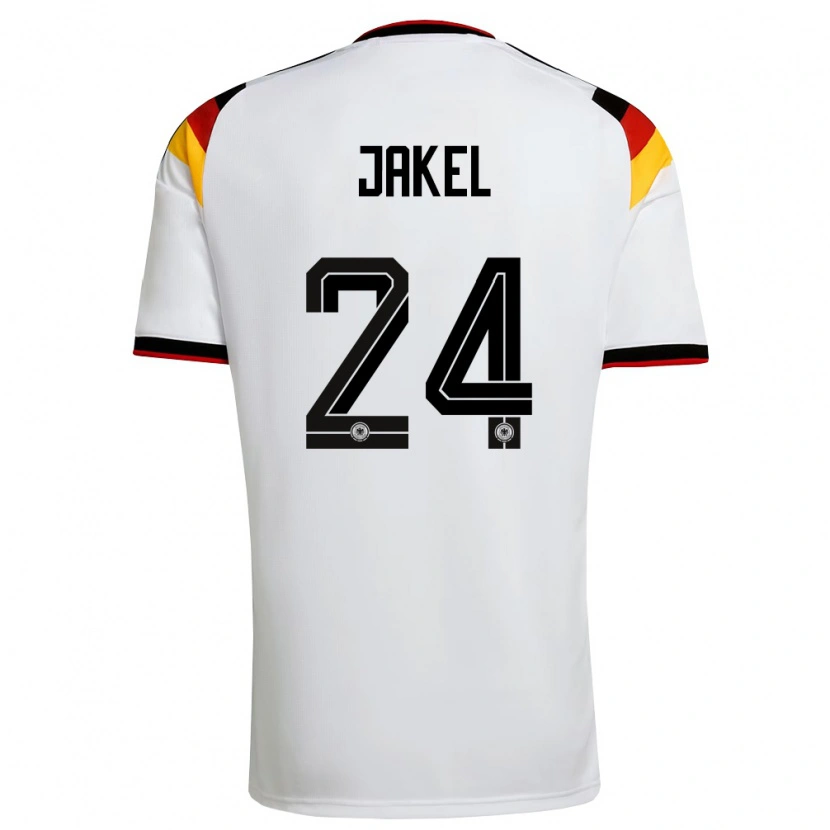 Danxen Pánské Německo Frederik Jakel #24 Bílá Černá Červená Domů Hráčské Dresy 26-28 Dres