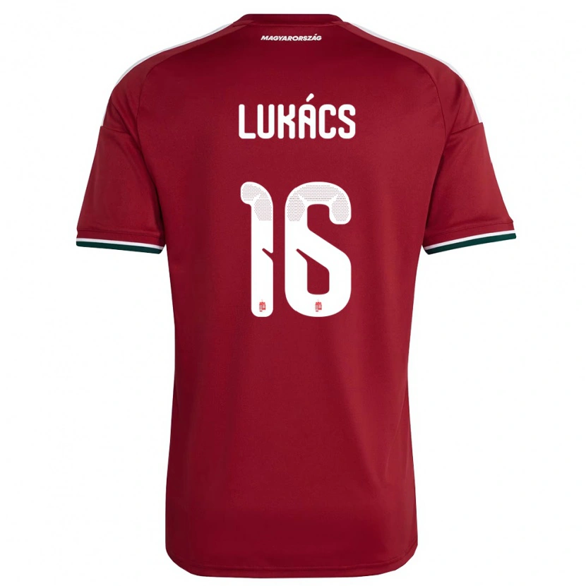 Danxen Pánské Maďarsko Dániel Lukács #16 Červená Bílá Zelená Domů Hráčské Dresy 26-28 Dres