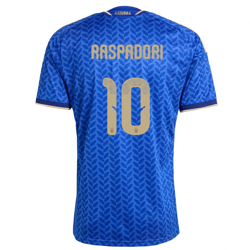 Danxen Pánské Itálie Giacomo Raspadori #10 Modrá Námořnická Zlatá Domů Hráčské Dresy 26-28 Dres
