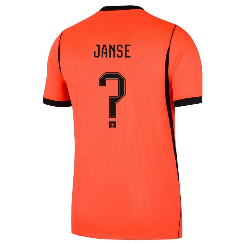 Danxen Pánské Nizozemsko Dies Janse #0 Oranžová Černá Domů Hráčské Dresy 26-28 Dres