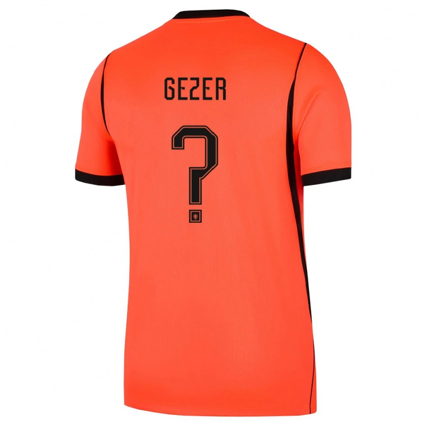 Danxen Pánské Nizozemsko Kemal Gezer #0 Oranžová Černá Domů Hráčské Dresy 26-28 Dres
