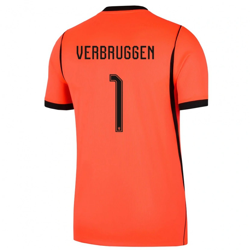Danxen Pánské Nizozemsko Bart Verbruggen #1 Oranžová Černá Domů Hráčské Dresy 26-28 Dres