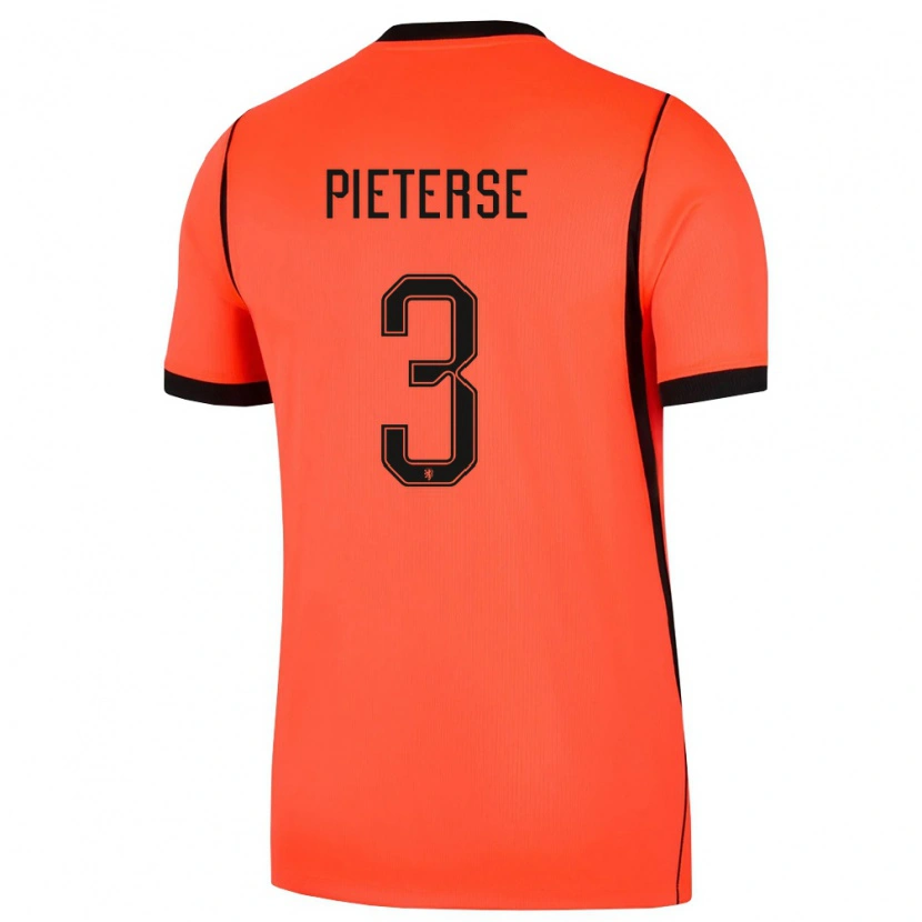 Danxen Pánské Nizozemsko Mika Pieterse #3 Oranžová Černá Domů Hráčské Dresy 26-28 Dres