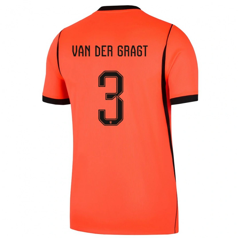 Danxen Pánské Nizozemsko Stefanie Van Der Gragt #3 Oranžová Černá Domů Hráčské Dresy 26-28 Dres