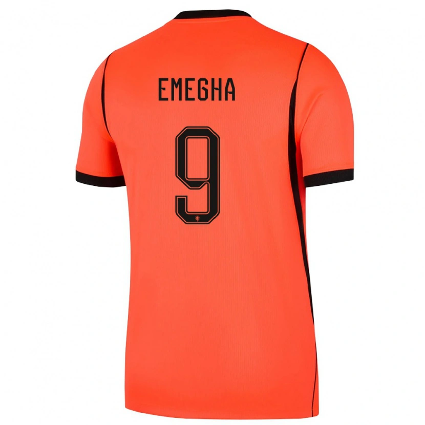 Danxen Pánské Nizozemsko Emmanuel Emegha #9 Oranžová Černá Domů Hráčské Dresy 26-28 Dres