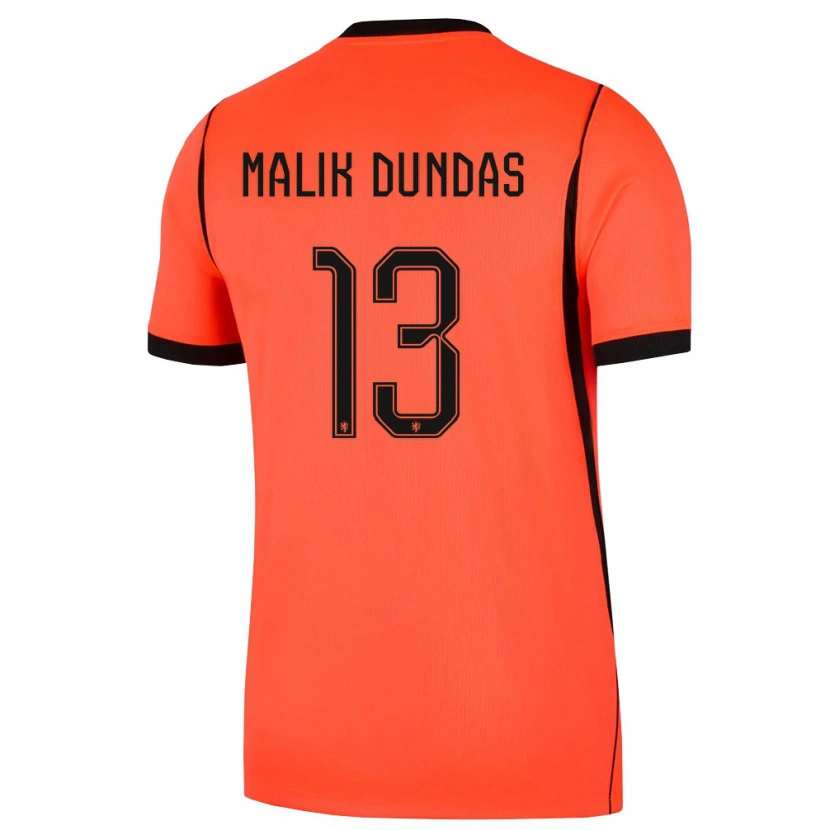 Danxen Pánské Nizozemsko Noa Malik Dundas #13 Oranžová Černá Domů Hráčské Dresy 26-28 Dres