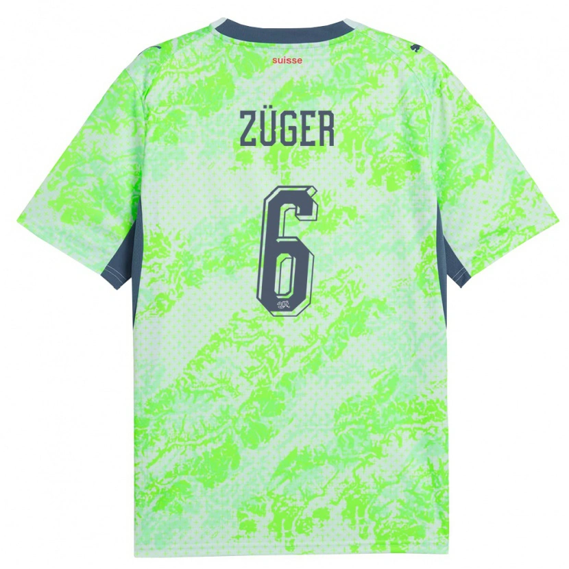Danxen Pánské Švýcarsko Niklas Züger #6 Zelená Námořnická Daleko Hráčské Dresy 26-28 Dres
