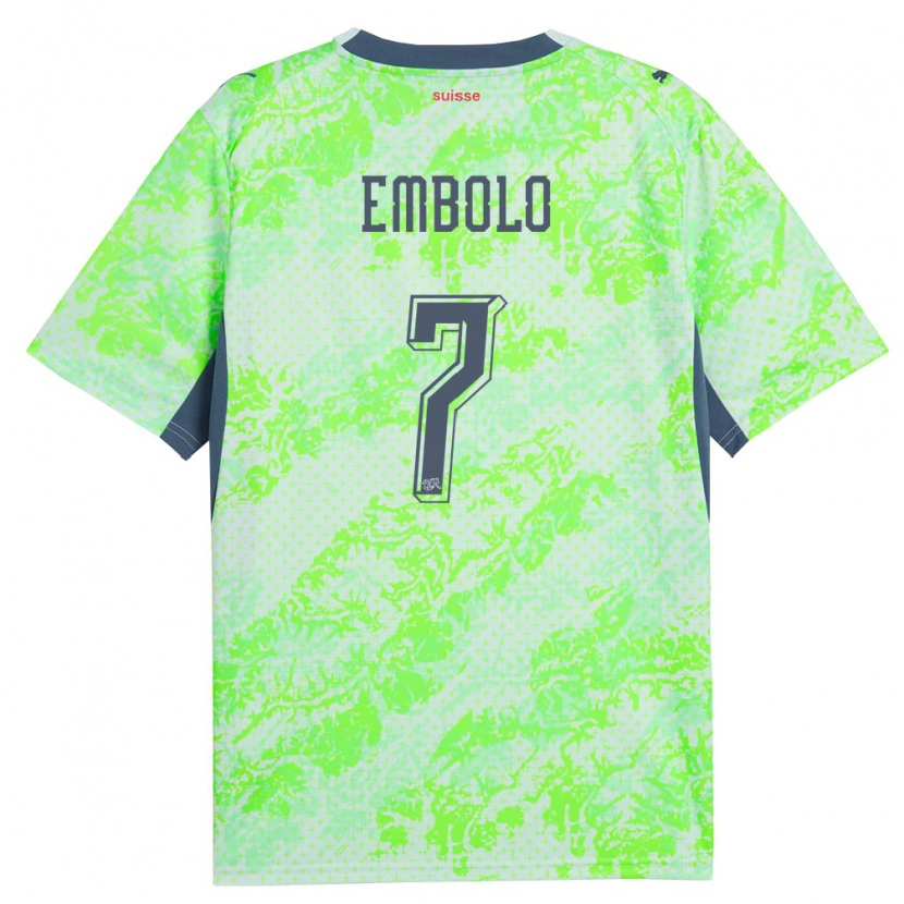 Danxen Pánské Švýcarsko Breel Embolo #7 Zelená Námořnická Daleko Hráčské Dresy 26-28 Dres
