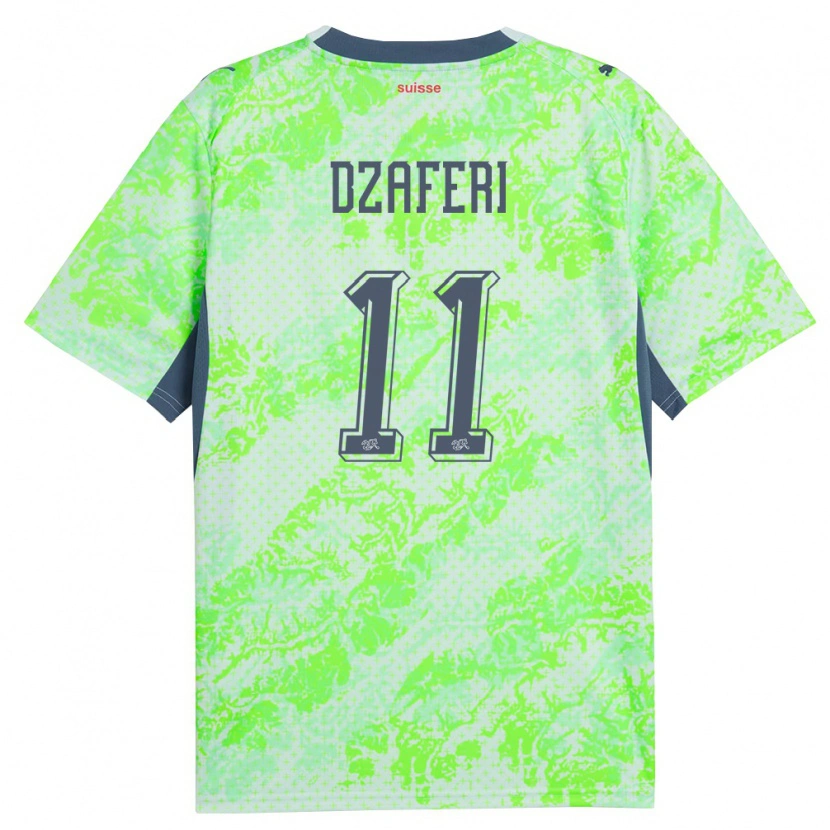 Danxen Pánské Švýcarsko Amri Dzaferi #11 Zelená Námořnická Daleko Hráčské Dresy 26-28 Dres
