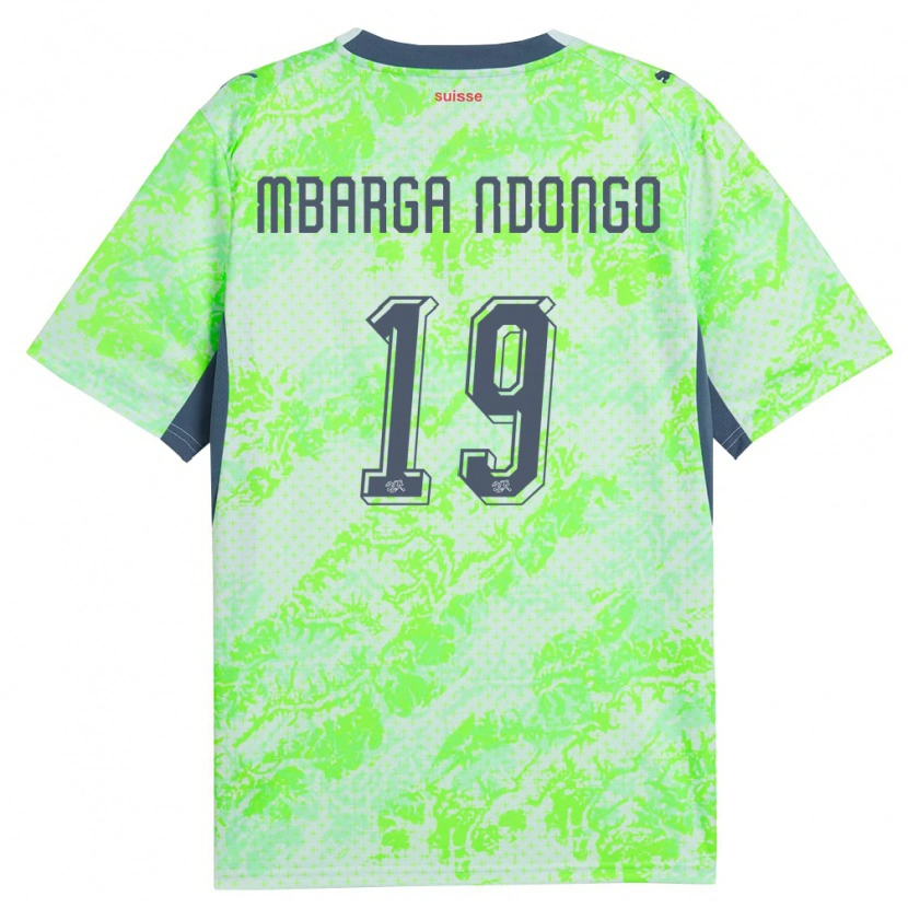 Danxen Pánské Švýcarsko Ernest Mbarga Ndongo #19 Zelená Námořnická Daleko Hráčské Dresy 26-28 Dres