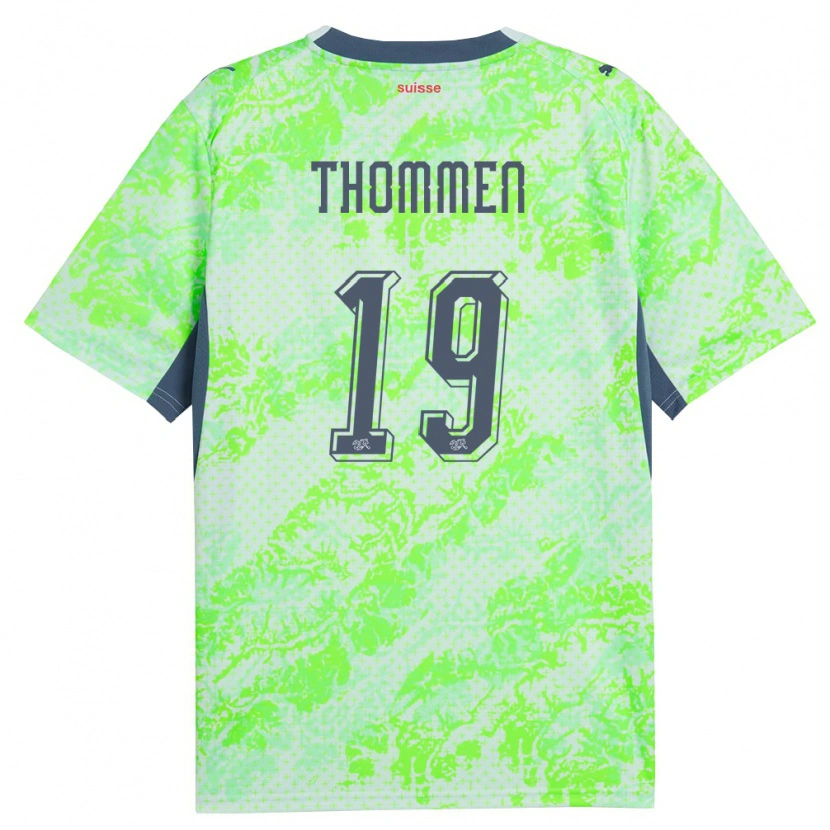 Danxen Pánské Švýcarsko Loan Thommen #19 Zelená Námořnická Daleko Hráčské Dresy 26-28 Dres
