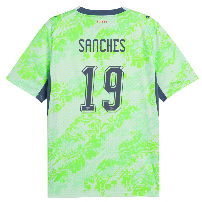 Danxen Pánské Švýcarsko Alvyn Sanches #19 Zelená Námořnická Daleko Hráčské Dresy 26-28 Dres