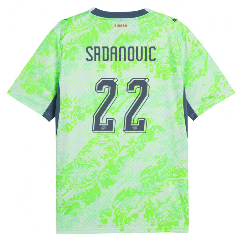 Danxen Pánské Švýcarsko Loun Srdanovic #22 Zelená Námořnická Daleko Hráčské Dresy 26-28 Dres