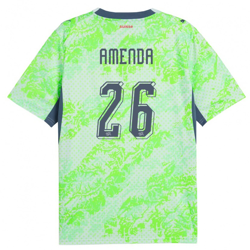 Danxen Pánské Švýcarsko Aurèle Amenda #26 Zelená Námořnická Daleko Hráčské Dresy 26-28 Dres