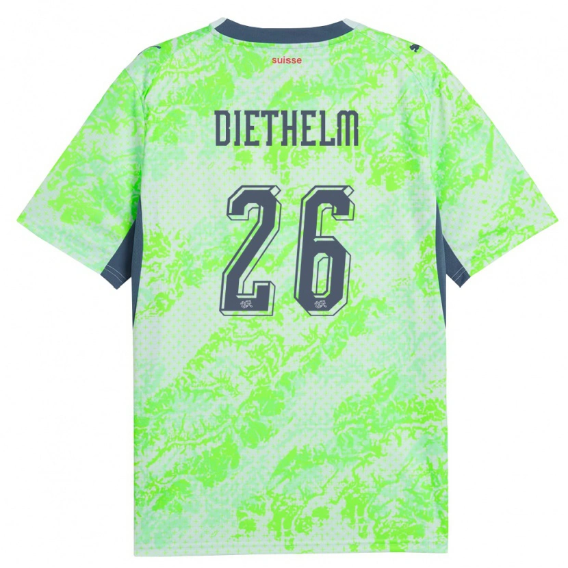 Danxen Pánské Švýcarsko Thierry Diethelm #26 Zelená Námořnická Daleko Hráčské Dresy 26-28 Dres