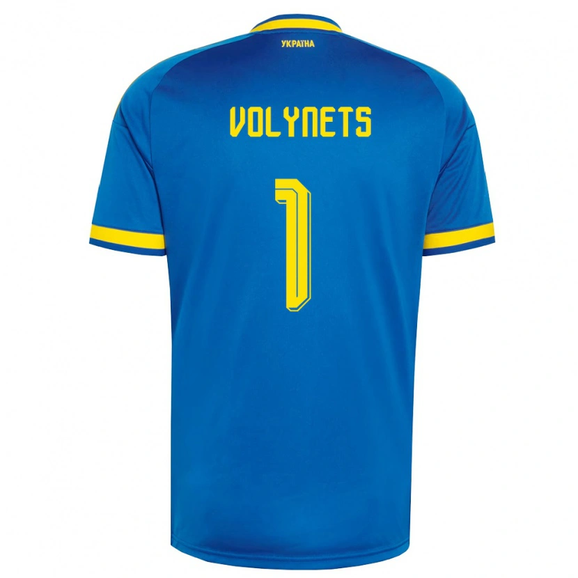 Danxen Pánské Ukrajina Yevgen Volynets #1 Modrá Žlutá Námořnická Daleko Hráčské Dresy 26-28 Dres