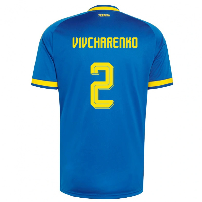 Danxen Pánské Ukrajina Kostyantyn Vivcharenko #2 Modrá Žlutá Námořnická Daleko Hráčské Dresy 26-28 Dres
